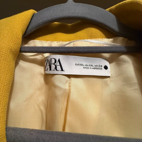 ZARA WOMEN DOUBLE BREASTED LONG BLAZER JACKET YELLOW - Size XXL - Picture 9 of 12